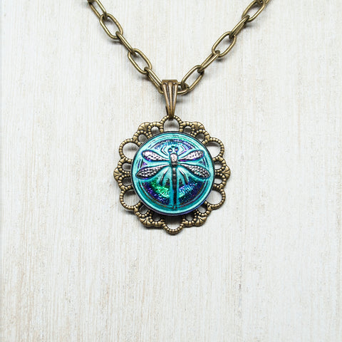 Czech Glass Dragonfly Chain Necklace