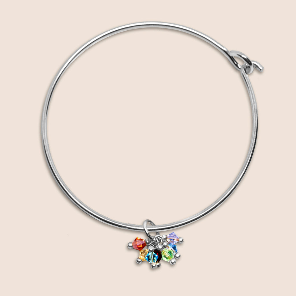Yoga Chakra Cluster Silver Bangle