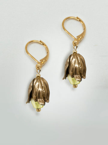 Dewdrop Teardrop Earrings - Yellow