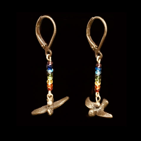 Rainbow Dove Earrings