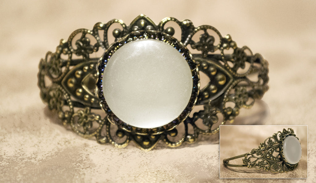 Vintage Mother-of-Pearl Button Filigree Cuff