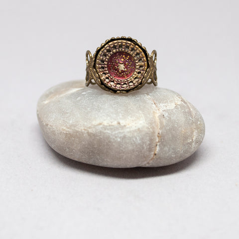Vintage Brass Red Star Ring