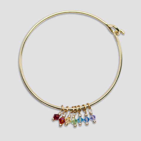 Yoga Chakra Crystal Gold Bangle
