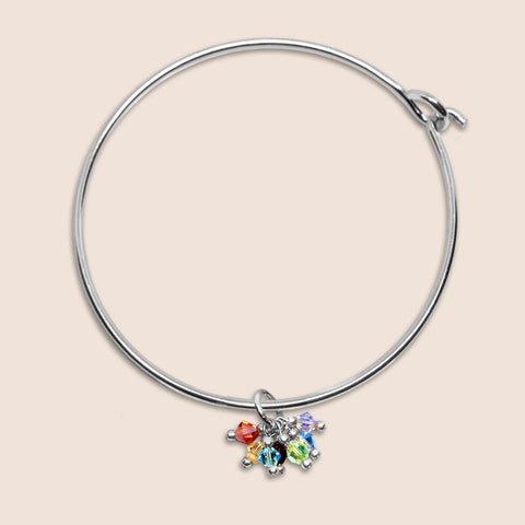 Yoga Chakra Cluster Silver Bangle